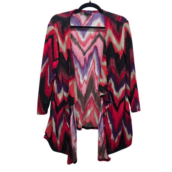East 5th Sweaters - East 5th Womens Red Purple Chevron Open Front Waterfall Cardigan Size Large